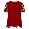 thumbnail image 4 of kaondbfi Summer Tops for Women Lace Crochet Embroidery Crewneck T Shirts Casual Short Sleeve Elegant Work Blouses Womens Essentials Fashion Clothing, 4 of 4