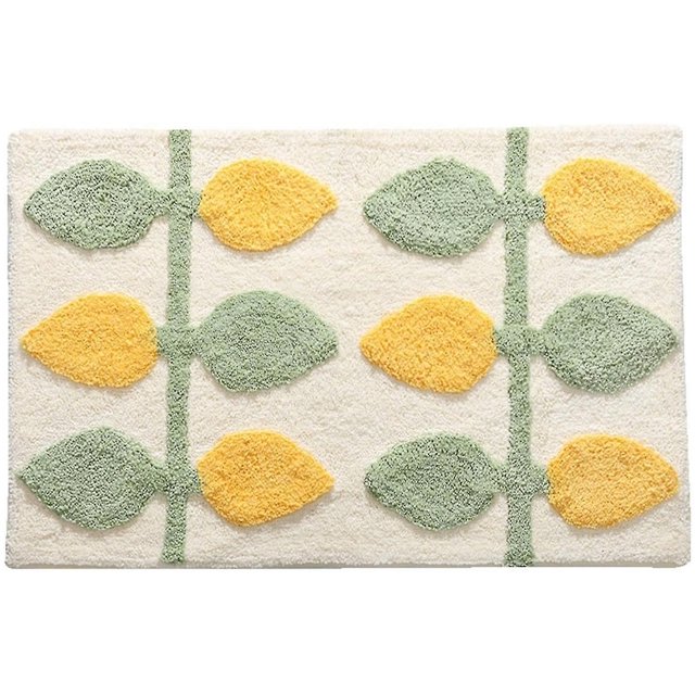 Alfombra de baño de microfibra, alfombra de baño para baño, alfombra de ducha, alfombra de baño para suelo de baño, absorbente de agua, suave, antideslizante Rojo Verde