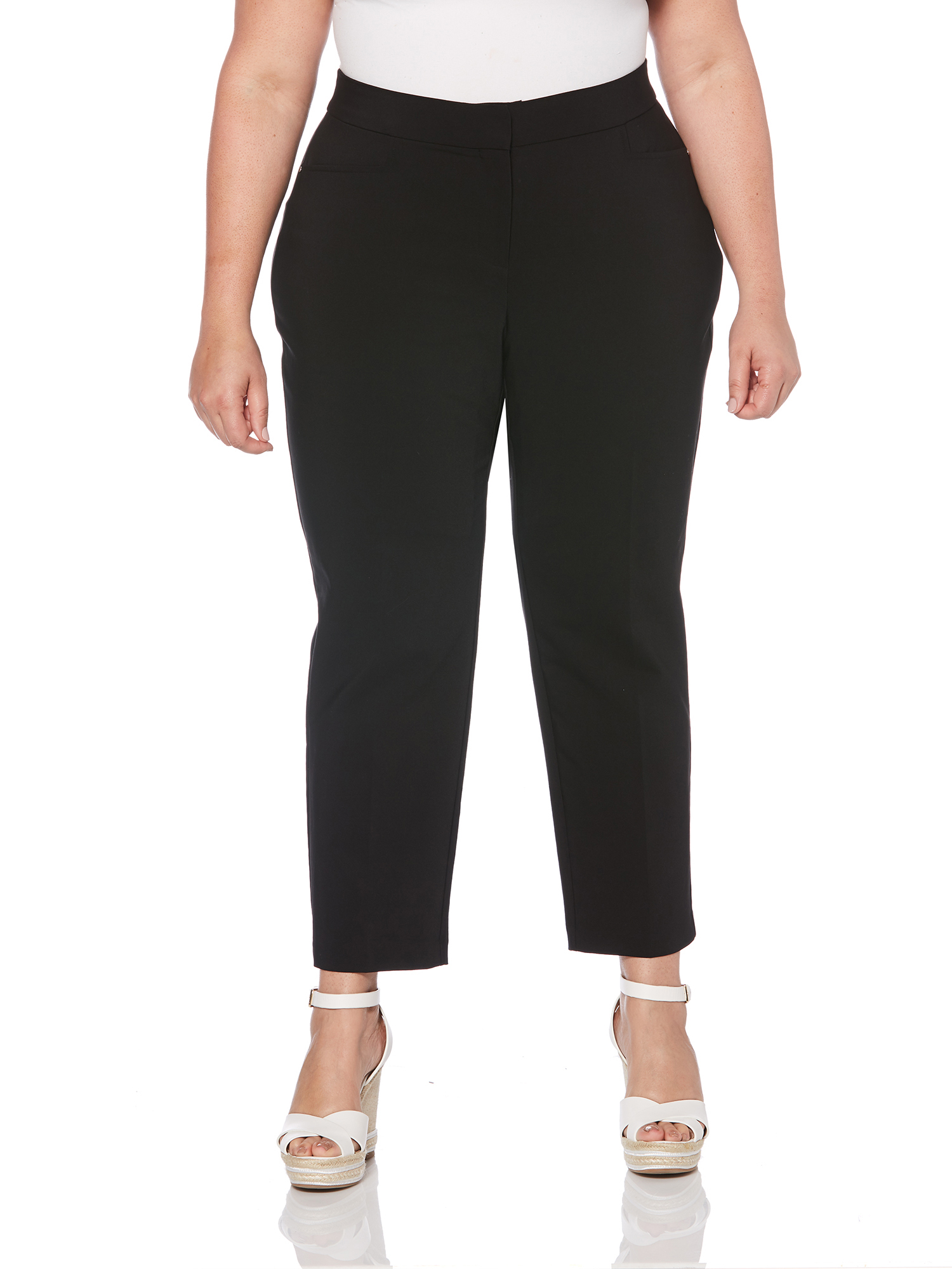 Rafaella Womens Plus Size Lightweight Satin Twill Capri