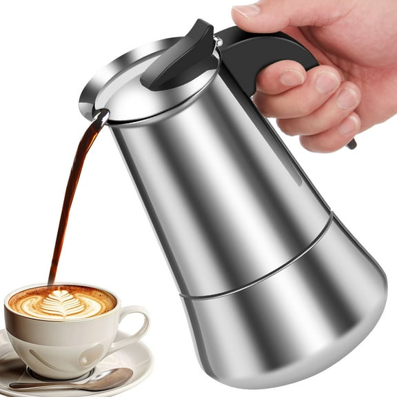 Stovetop Espresso Maker Versatile Time Saving Stainless Steel Moka Pot Easy to Clean Stove Top Coffee Makers Ergonomic Cafe Classic Induction Cookers for Home Using