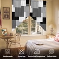 thumbnail image 5 of Swag Curtains Valances for Windows, Black White Grey Color Block Short Kitchen Window Curtains Over Sink, Abstract Modern Geometric Cafe Curtains Panel Set Of 2,Rod Pocket, 36 Inches Length, 5 of 8