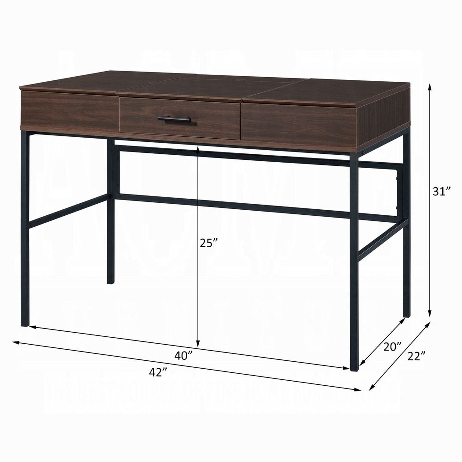 Writing Desk with Built-In USB Port and Plug, 1 Storage Drawer, 3/4 Extension Glide, Rectangular Industrial Office Desk, 42 in