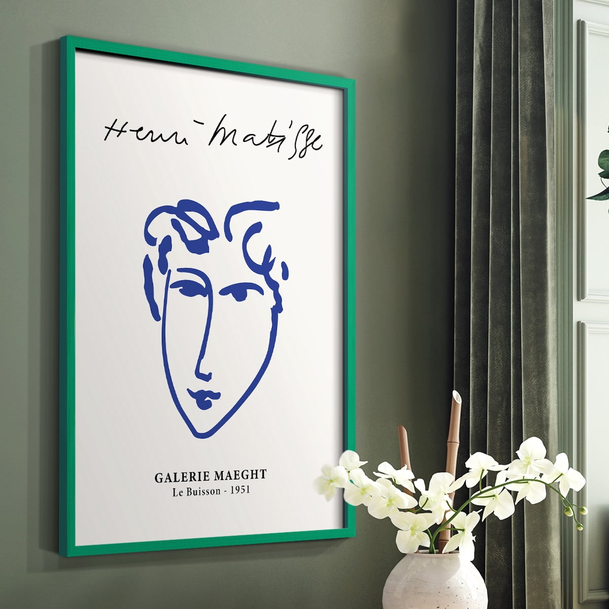 Matisse CVII Framed Print in Green Solid Wood 22 x 28 Framed Print