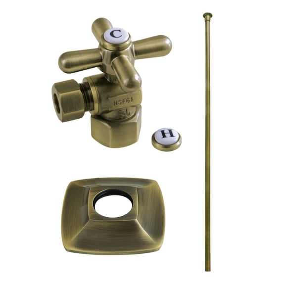 Kingston Brass KTK110P3 Traditional Plumbing Toilet Trim Kit with Flange in Antique Brass