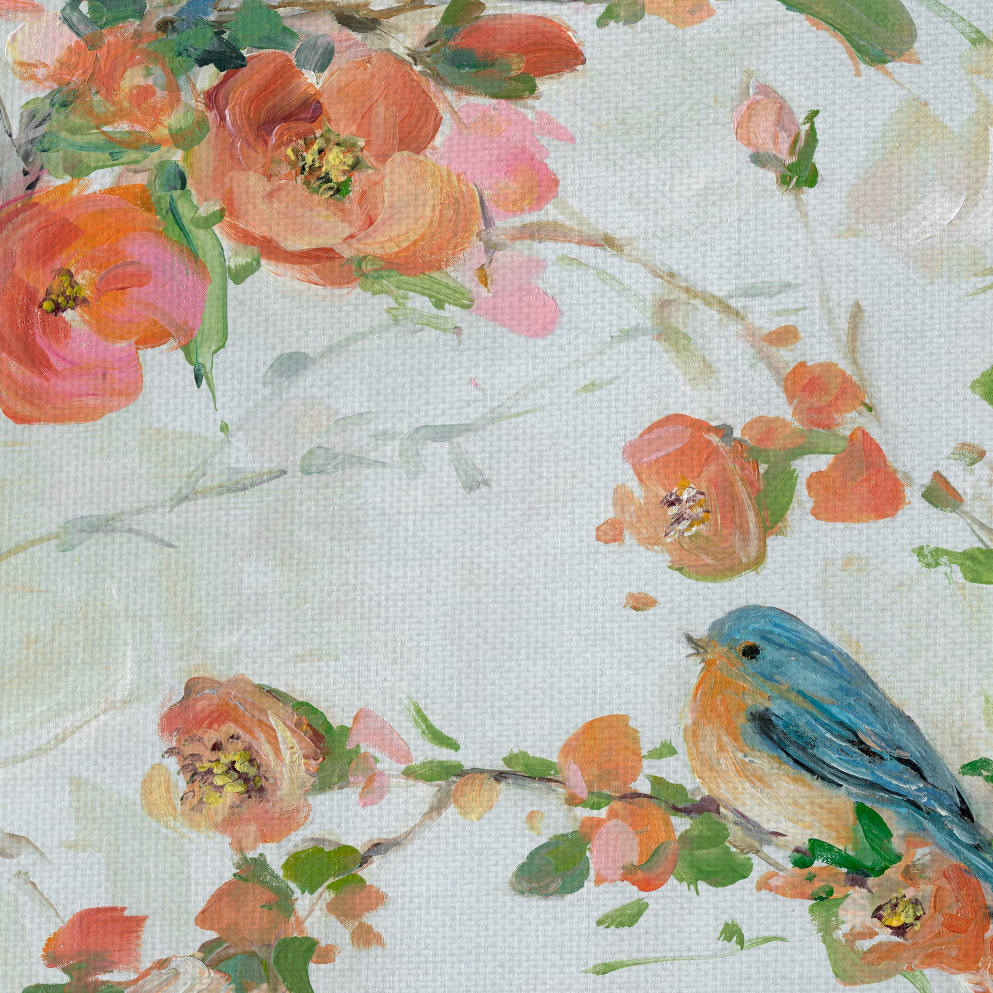 Masterpiece Art Gallery Bluebirds & Blossoms By Sally Swatland Canvas Art Print 24" x 48"