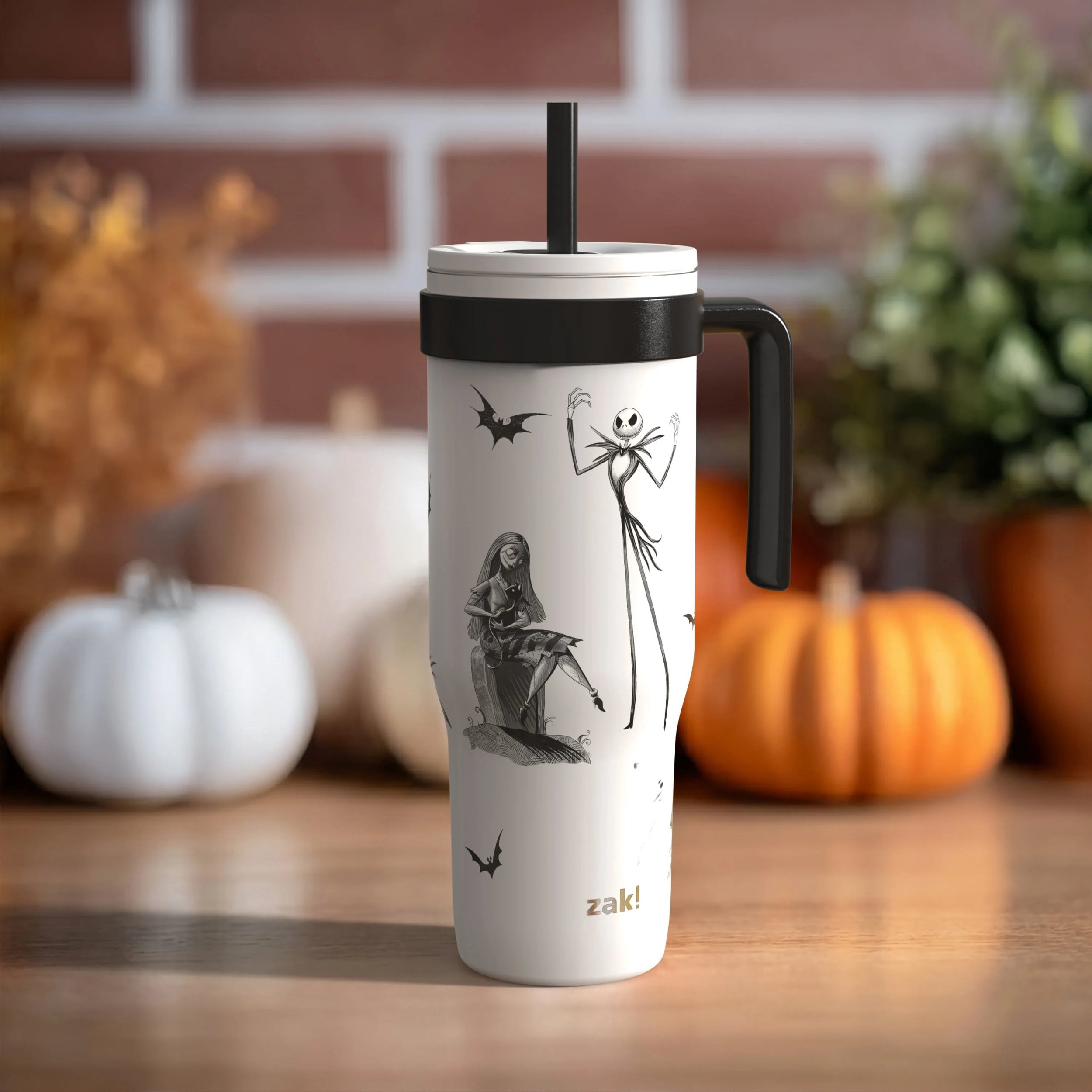 Zak Designs 30oz SS Straw Tumbler with a Handle, White NBC