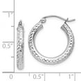 thumbnail image 2 of 14k White Gold Hollow Polished Sparkle Cut 3mm Round Hoop Earrings Measures 20x20mm - Hoop Earring for Women, 2 of 2