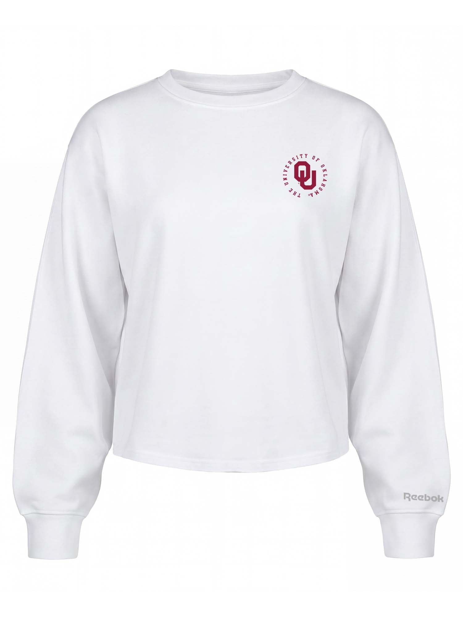 Oklahoma Sooners Reebok Womens White Heavyweight Cotton Long Sleeve Pullover