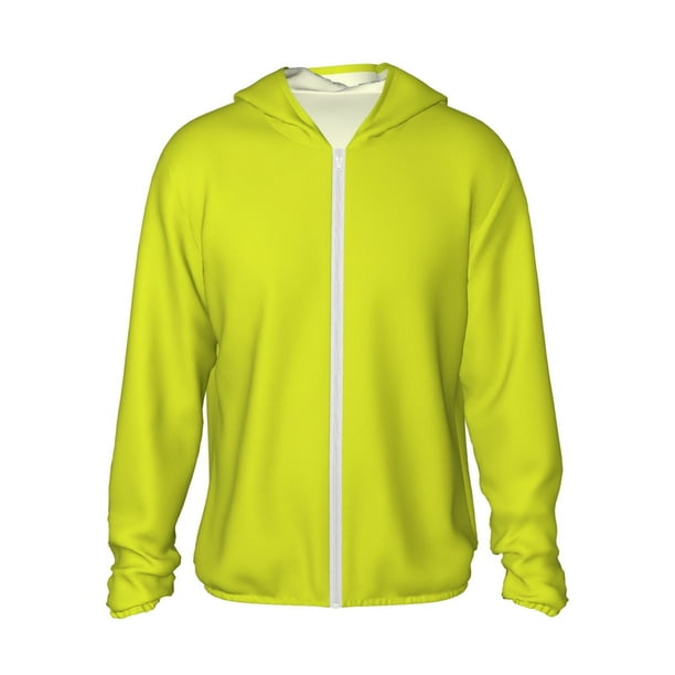 Fotbe Yellow Chaqueta con Protección Solar UPF 50+ para Hombre y Mujer, Camisa con Capucha y Bolsillos-Small