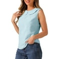 thumbnail image 4 of INSPIRE CHIC Women's Peter Pan Collar Blouse Casual Sleeveless Jacquard Floral Tank Top XS Light Blue, 4 of 6