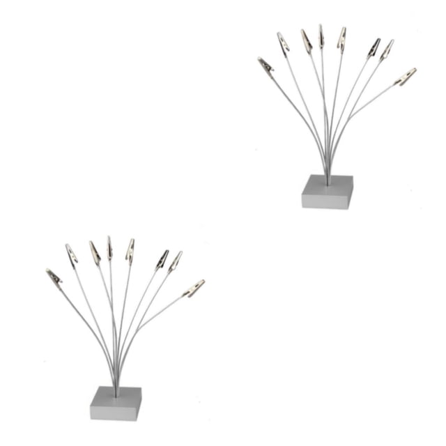Bewildely Soporte de Clips para fotos con Base plateada, abrazaderas para números de , organizador de papel para escritorio de oficina en casa, Plata 2Conjunto