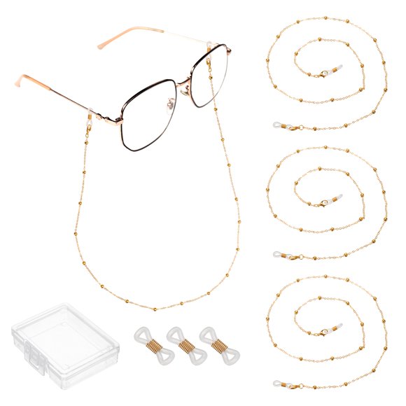 Correa para Gafas Uxcell [3pcs] - Sujetadores de Gafas Alrededor del Cuello para Hombres y Mujeres - [Dorado Brillante - 30 PULGADAS] Lanyard Ajustable para Gafas de Sol