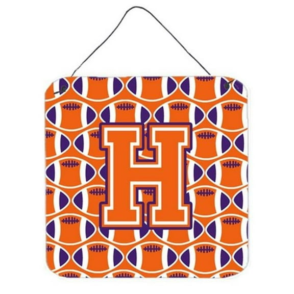 Letter H Football Orange, White & Regalia Wall or Door Hanging Prints