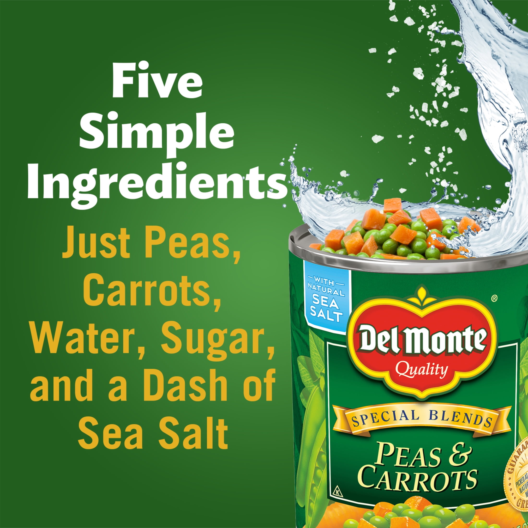 (2 pack) Del Monte Peas & Carrots, Canned Vegetables, 14.5 oz Can