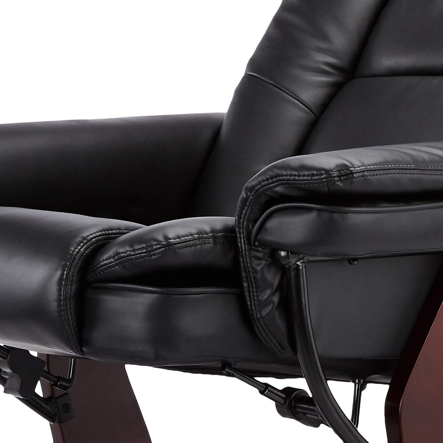 32'' Wide Manual Swivel Standard Recliner with Ottoman,Faux Leather,Black