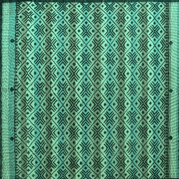 Ahgly Company Indoor Square Abstract Turquoise Blue Modern Area Rugs, 5' Square