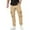 Khaki, variant on hoksml Mens Travel Pants with Zipper Pockets Drawstring Elastic Waist Cargo Pants Solid Color Straight Leg Work Pants