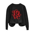 thumbnail image 1 of Gibobby Sudadera con forro polar Mujer Camiseta estampada de talla grande con estampado del día de San Valentín para mujer Top informal de manga larga (Negro, XL), 1 of 4