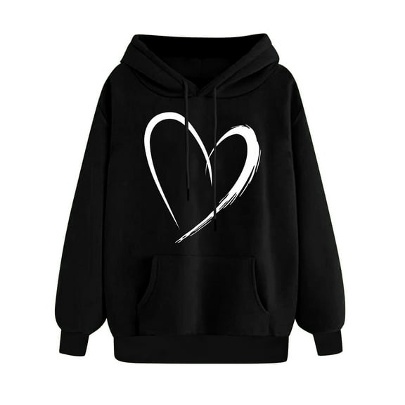 yievot Women's Pullover Hoodie Valentines Day Heart Printed, Long Sleeve Hooded Sweatshirts for Juniors, Gift Hoodies Tops for Ladies