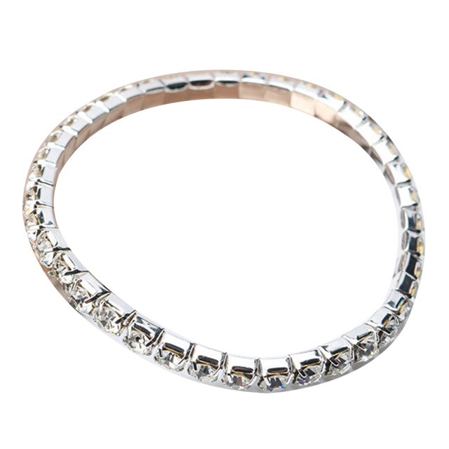 Flmtop Luxe Femmes Unique Rangée Pleine Marqueterie Bracelet Bracelet Élastique Bijoux