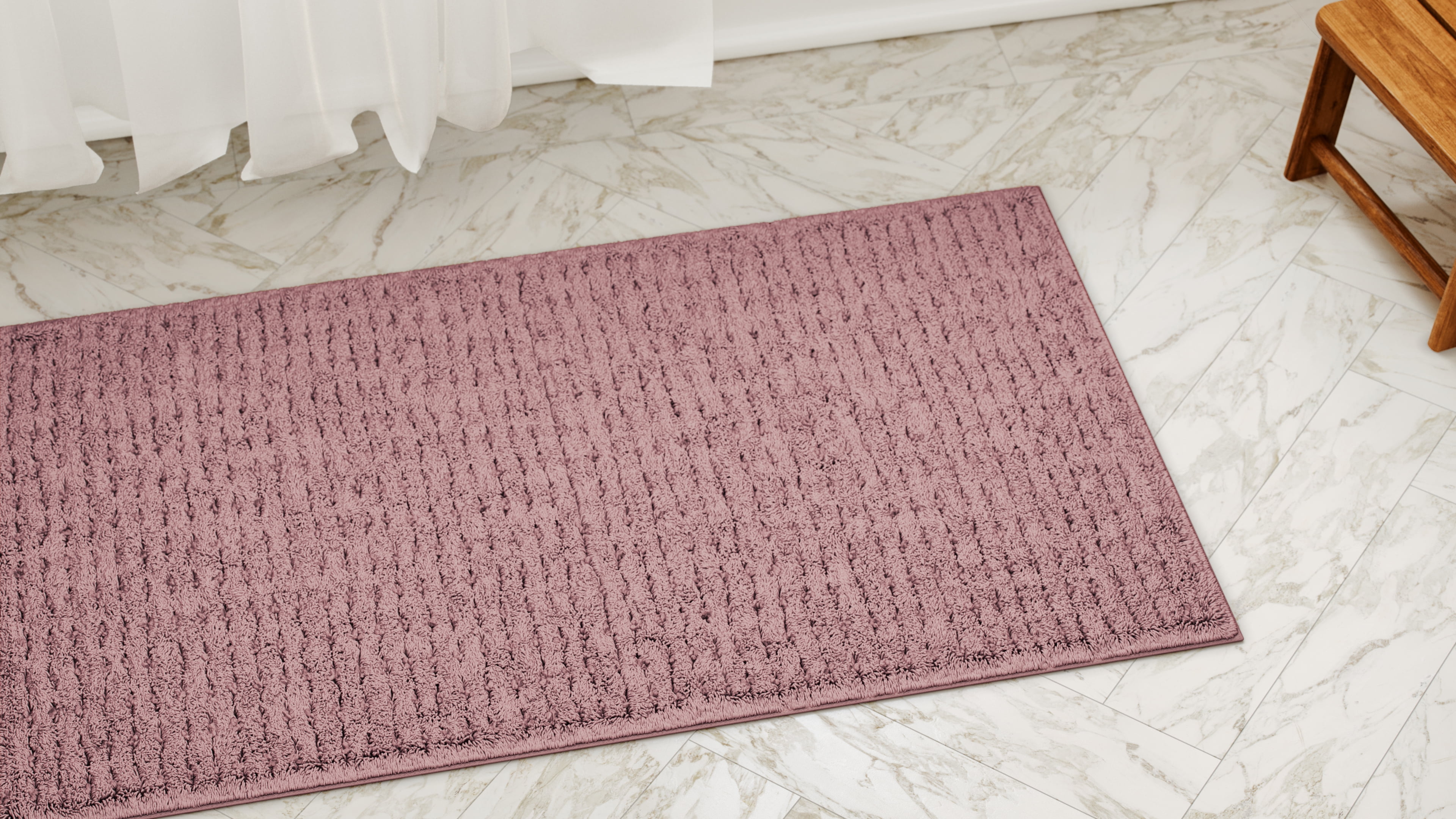 Beautiful by Drew Barrymore Cotton Bath Rug, Rose Pink, 20 in x 34 in