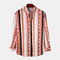 thumbnail image 2 of Camisas Manga Larga Hombre Camisa con estampado multicolor de otoño e invierno para hombre Blusa informal de manga larga con cuello vuelto (Red, S), 2 of 7