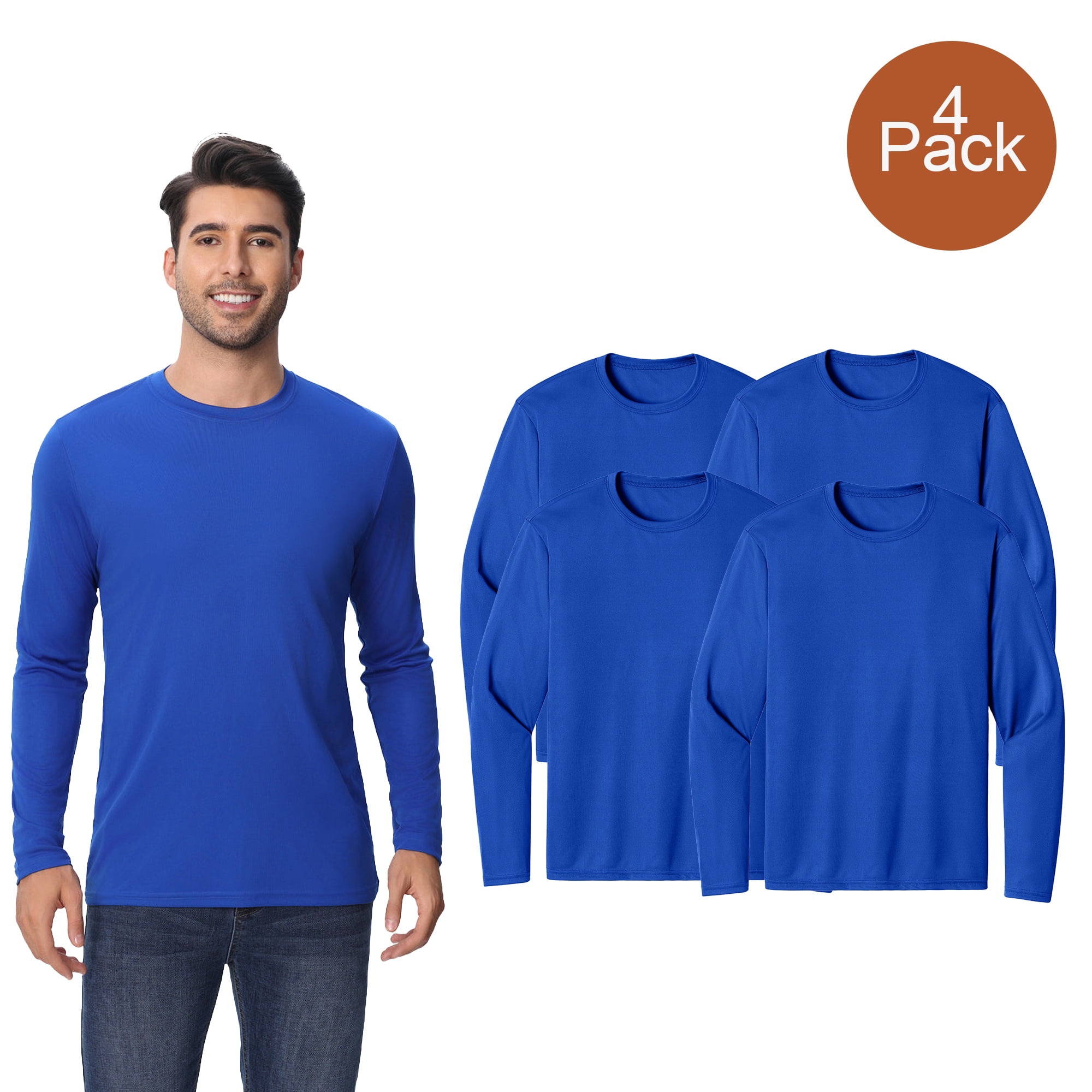 Mancozy Men's 3 Pack Long Sleeve T-Shirts - Soft Fitted Crew Neck Tees