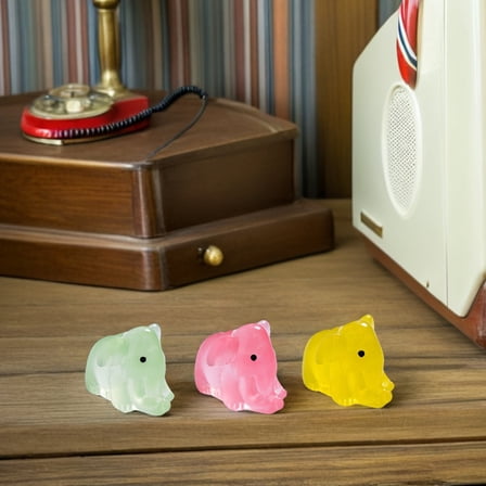 COMPUKAS 12Pcs Garden Elephant Statue Resin Assorted Color Glow In The Dark Fairy Garden Accessories Retro