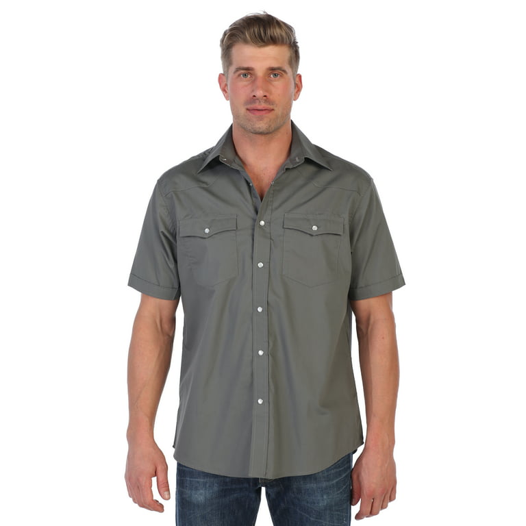 Gioberti Mens Casual Western Solid Short Sleeve Shirt with Pearl Snaps Small / White