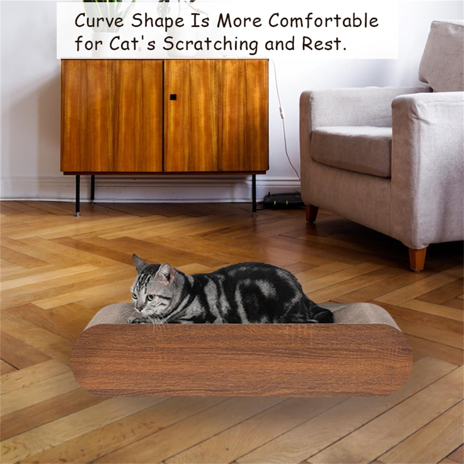 Pefilos 19" Removable Middle Part Cat Scratcher Board, Cardboard Scratching Pad Bed House, Recyclable Corrugated Scratch Toy, Brown Pefilos 19" Removable Middle Part Cat Scratcher Board, Cardboard Scratching Pad Bed House, Recyclable Corrugated Scratch Toy, Brown