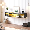 thumbnail image 5 of EnHomee 55.1" Wall-Mounted Floating TV Stand with LED Lights & Power Outlets, Entertainment Center for 50/55/60/65 Inch TVs,Black Wood Media Console with Storage for Living Room, Bedroom, 5 of 9