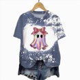 thumbnail image 4 of TOWED22 Womens Halloween Bow Graphic Oversized Shirts Spooky Season Tee Short Sleeve Bleached Tops(Blue,L), 4 of 7