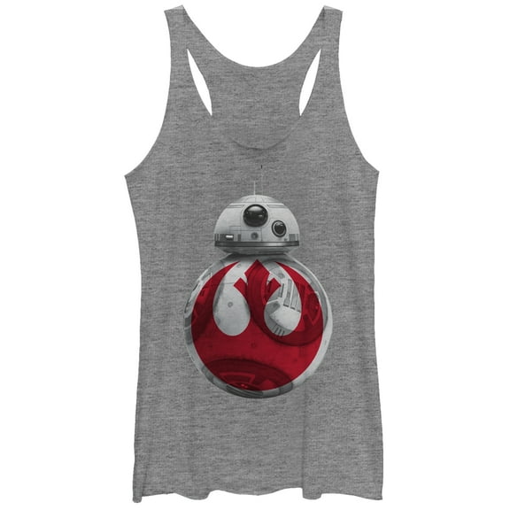 Women's Star Wars The Last Jedi BB-8 Rebel Symbol Racerback Tank Top Gray Heather Medium