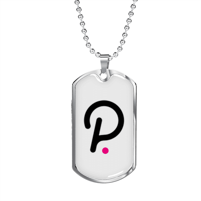 Polkadot (Point) Crypto Collier en Acier Inoxydable Ou en or 18 Carats Chien Tag 24" Chaîne