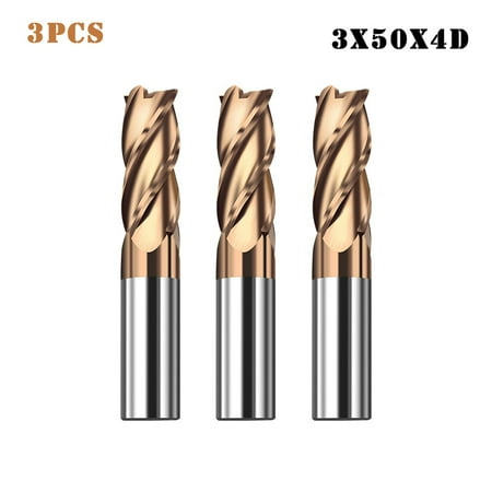 

Dheera CNC End Mill Carbide Tungsten Steel 4 Fultes Milling Cutter Router Bits Rotary Bits Tool Straight Shank 3pcs(3x50x4D)