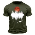 thumbnail image 3 of Jinhomg Mens Graphic Tees Vintage Animal Deer Print Summer T-Shirts Casual Comfy Short Sleeve Crew Neck Tops Lightweight Going Out Wear Green L, 3 of 6