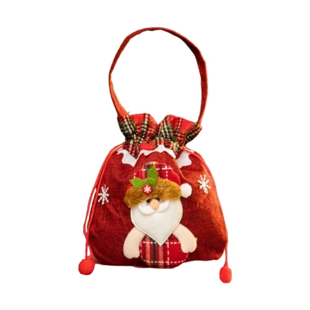 Bolsa de regalo de Navidad, bolsa de regalo con cordón, portátil, reutilizable, bonita, para fiestas de Navidad, bolso de mano, decoración navideña Papá Noel