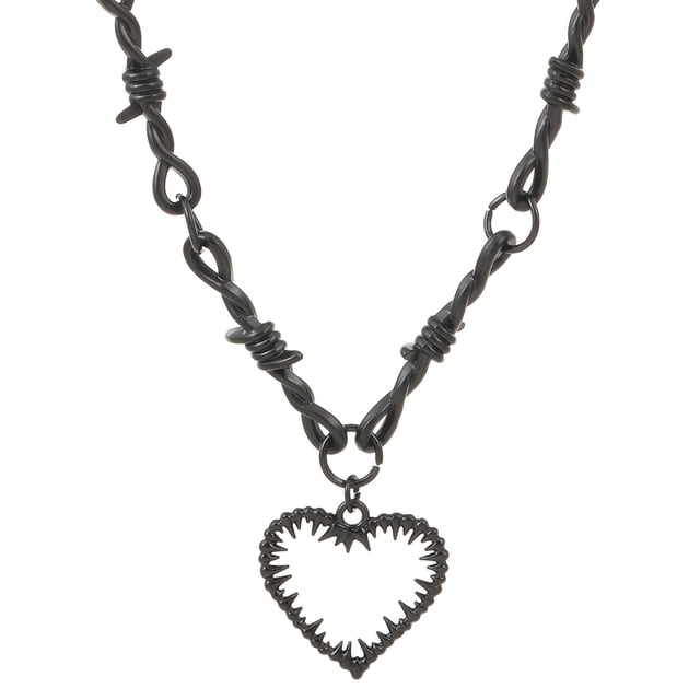 Collar de alambre de púas para mujer, gargantilla gótica de alambre de púas con espinas en forma de corazón, collar de cadena Punk de Hip Hop, regalo de joyería para niñas
