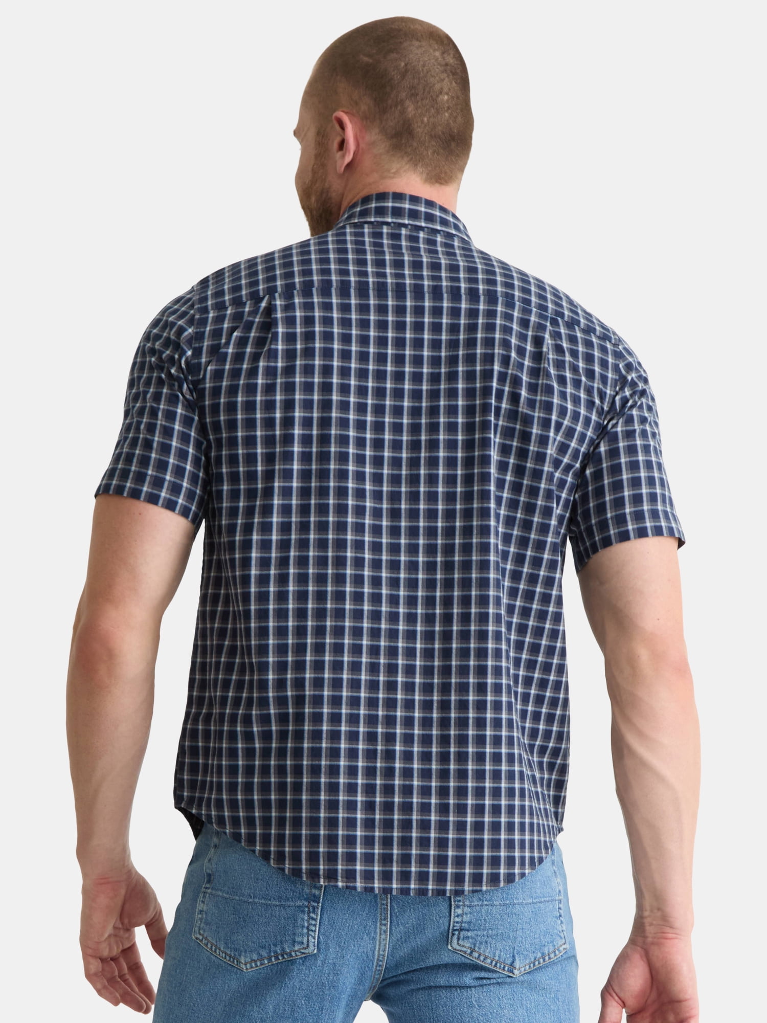 George Men's & Big Men's Classic Fit Short Sleeve Button-Up Poplin Shirt, Sizes S-3XL