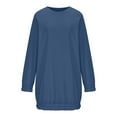 thumbnail image 6 of pstuiky Sweatshirts, Women Solid Color Round Neck Long Sleeve Sweatshirt Tailored Fit Stylish Oversized Outwear Jackets Sweatshirts Blue XXL, 6 of 6