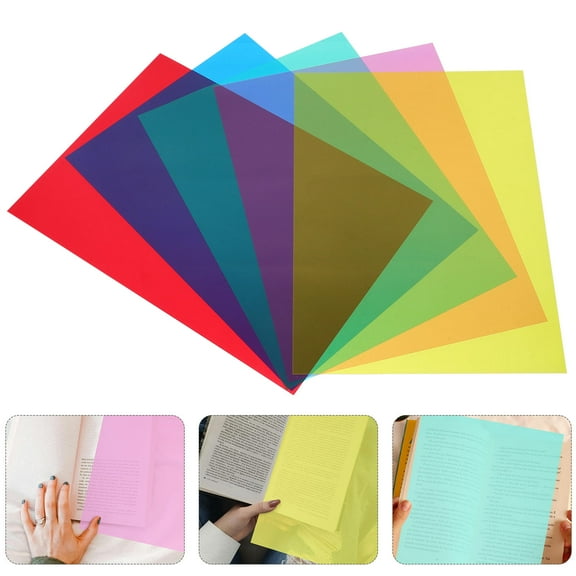 OUNONA 5pcs Colored Overlays PVC Translucent Sheets Multi-Functional Reading Aid Light Filters for Photography Stage Party Lighting