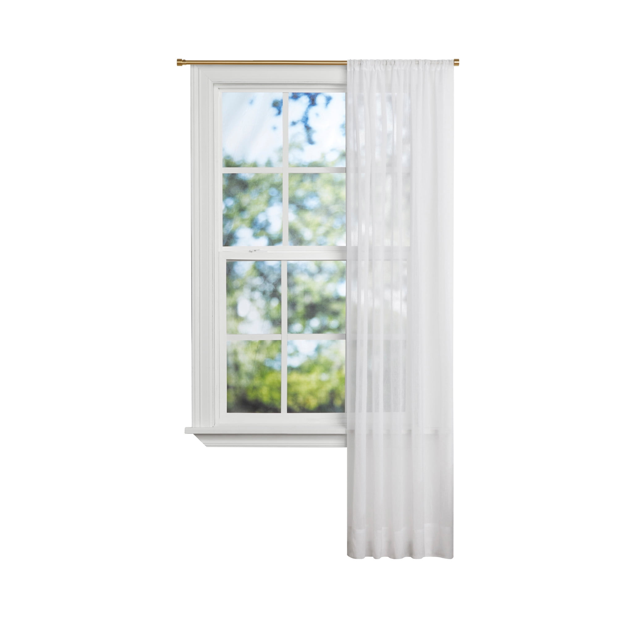 Mainstays Crushed Voile White Sheer Pole top Single Curtain Panel, 51" W x 63" L