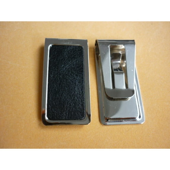 Elegant Leather L 55mm X W 26mm Stainless Steel Durable Money Clip.
