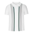 thumbnail image 4 of Men's Lapel Short Sleeve Striped Casual Fashion Knitted Golf Shirt, 4 of 6