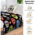 thumbnail image 5 of Sugar Skull Day of The Dead Blanket Home Decor Flannel Fleece Dog Throw Blanket Warm Soft Bed Couch Blanket Gift for Kids Adults 80×60, 5 of 6