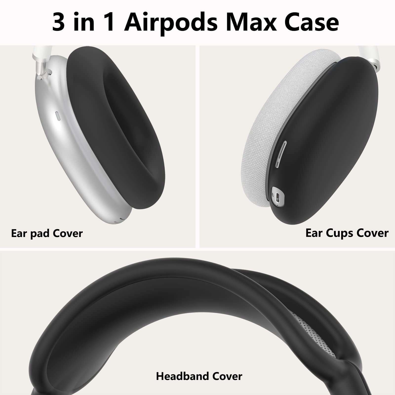Custodia Silicone 3-in-1 Per AirPods Max - Copre Cuffie, Auricolari E Fascia, Anti-graffio