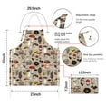 thumbnail image 7 of Brown Mushroom Line Light Pattern Apron-Garden Aprons for Women with Pockets-Cotton Linen Waterproof Kitchen Cooking Gardening Aprons Adjustable for Kitchen,Cooking,BBQ and Salon 33x27 Inch, 7 of 7