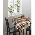 thumbnail image 3 of Orange Black Grey Plaid Square/Round Tablecloths 52x52,Simple Check Stripes Lines Country Table Cloth Table Cover Indoor/Outdoor Tabletop Decor for Wedding Holiday Party Dinner Baby Shower, 3 of 7