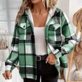 thumbnail image 5 of XFLWAM Women's Fleece Lined Plaid Shacket Jacket Long Sleeve Button Down Hooded Jackets Fall Winter Warm Coat, 5 of 9