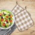 thumbnail image 3 of PowerSellerUSA Buffalo Kitchen Accessories, 2-Pack Pot Holder Plaid Set, Durable Heat Resistant Hot BBQ Pads for Pots Pans, Durable & Machine Washable Fabric, 8" x 8", Beige, 3 of 3